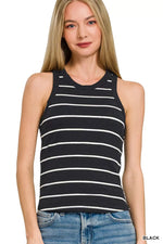 Zenana Striped Round Neck Tank Top