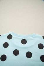 Polka Dot Short Sleeve Top Casual Skort 2pcs Outfit