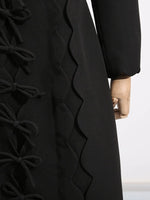 Long Sleeve Bow Front Midi Dress