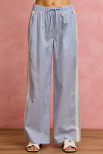 SO ME Wide CheckPants With Side Lace Trim And Piping