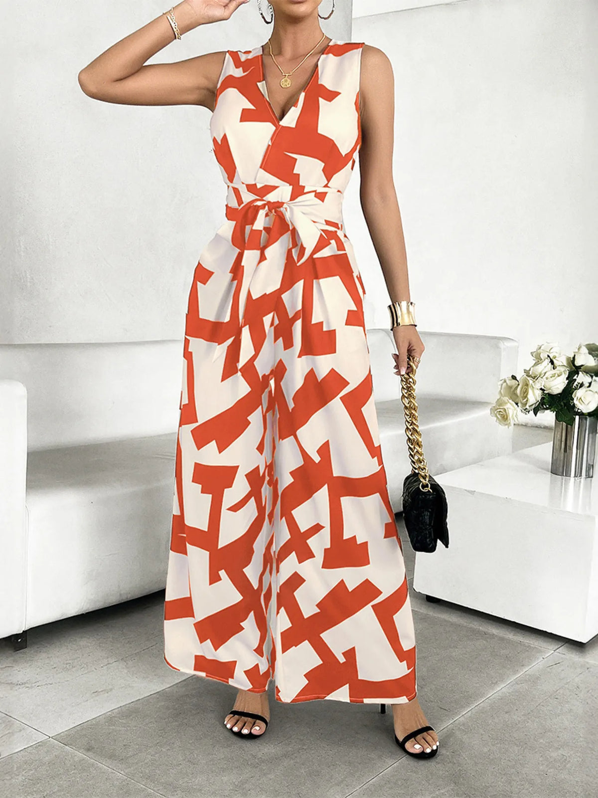 Printed Wide Leg Jumpsuit