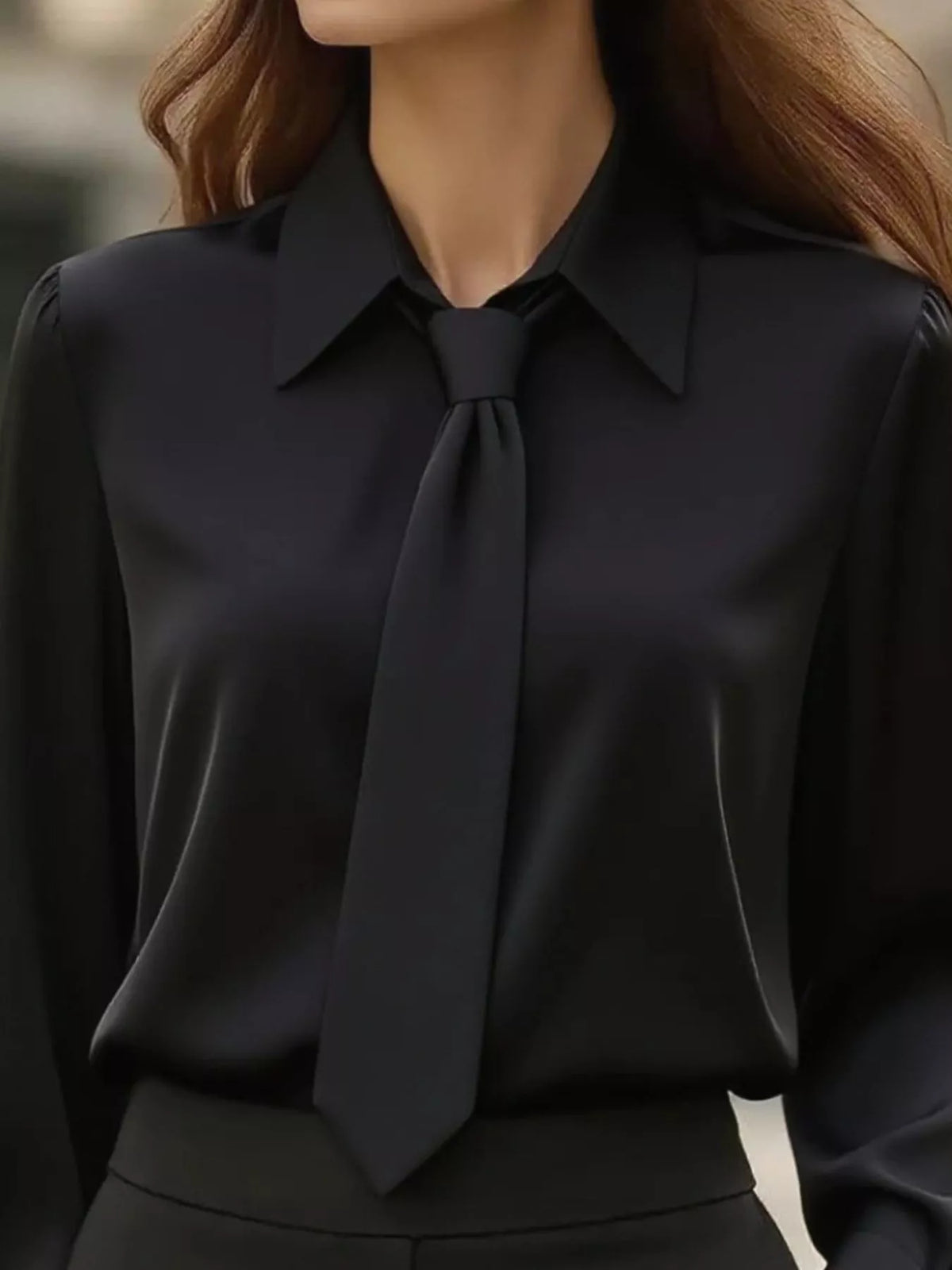 Tie-Neck Long Sleeve Blouse