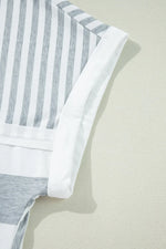 Stripe Mixed Short Sleeve Shift Mini Tee Dress