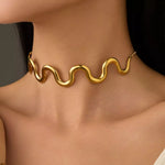 18K Gold-Plated Wave Necklace