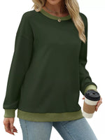Contrast Trim Crew Neck Casual Sweatshirt
