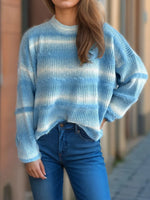 Gradient Round Neck Dropped Shoulder Sweater