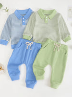 Children's Striped Polo Shirt & Pants Set