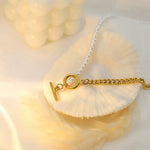 18K Gold-Plated Pearl Toggle Necklace