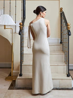 Ira One-shoulder Ribbon Long Dress