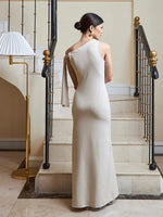 Ira One-shoulder Ribbon Long Dress