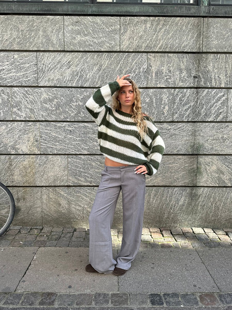 Jaida Loose Striped Pullover Sweater for Cozy Fashion