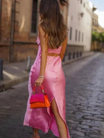 Mian Satin Long Dress Elegant Sleeveless
