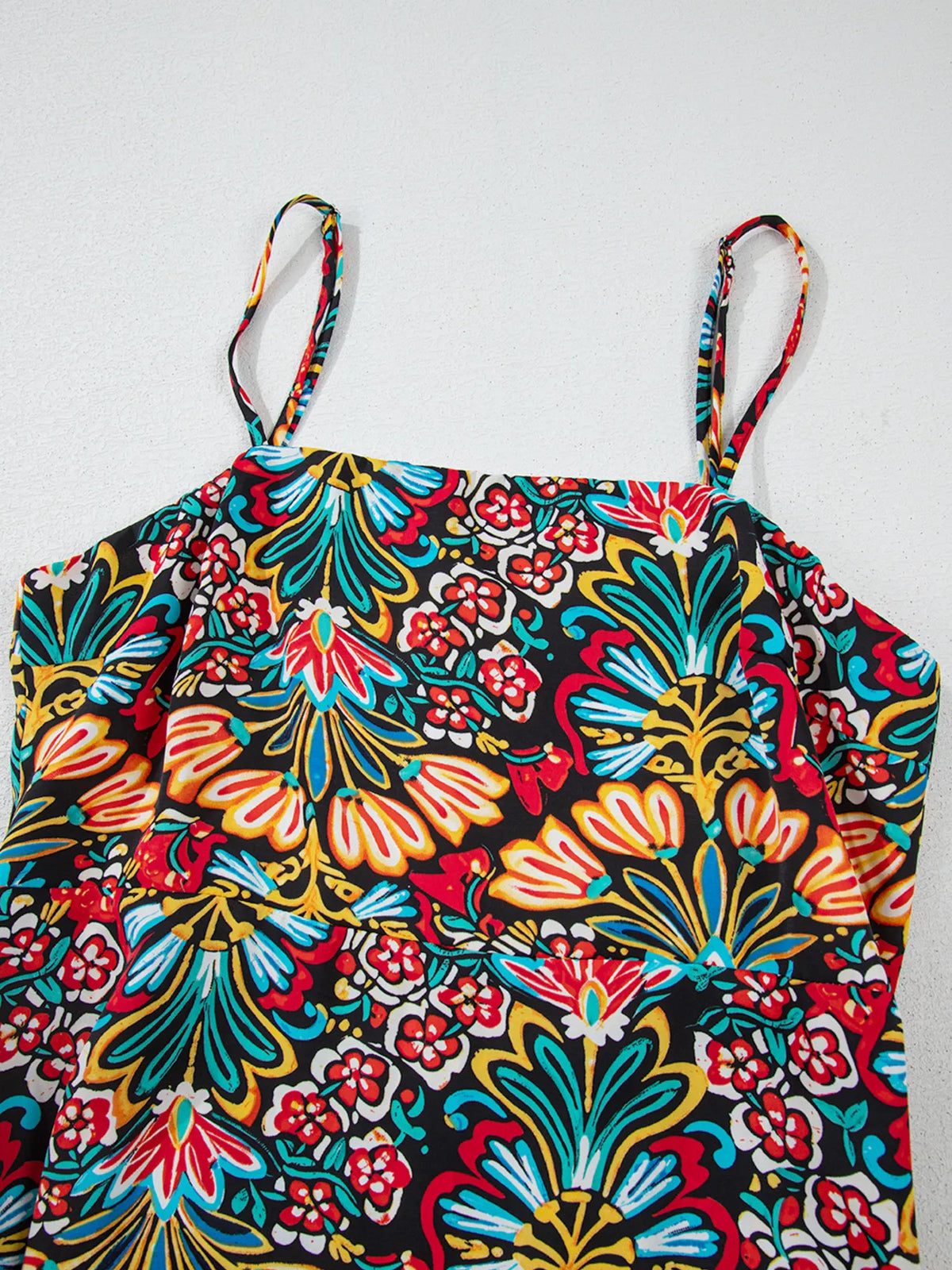Floral Print Thin Straps High Waist Maxi Dress - Ladyez