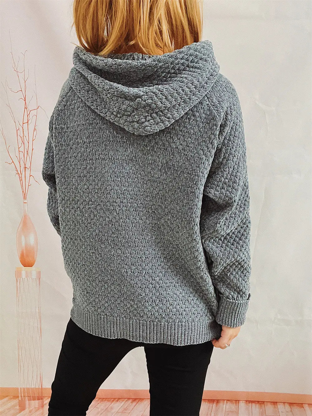 Drawstring Long SleeveHooded Sweater