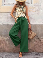 Printed Tank Top and Wide Leg Pants Set - Ladyez