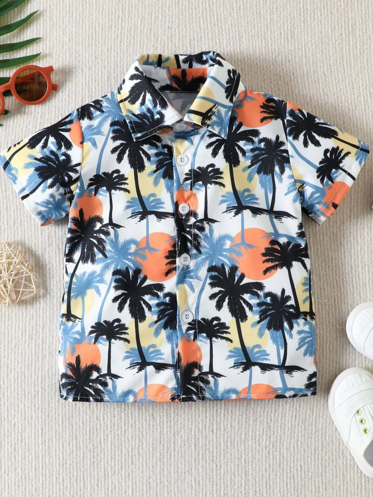 Children's Tropical Print Shirt and Shorts Set