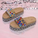 Rhinestone Open Toe Platform Sandals
