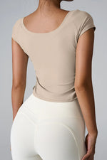 Round Neck Short Sleeve Active T-Shirt - Ladyez