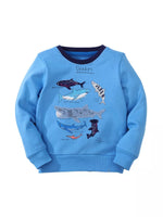 Children's Shark Print Crew Neck Sweatshirt