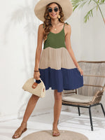 Color Block Spaghetti Strap Cover-Up Dress - Ladyez