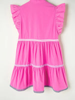 Ric Rac Colorblock Flutter Sleeve Tiered Dress