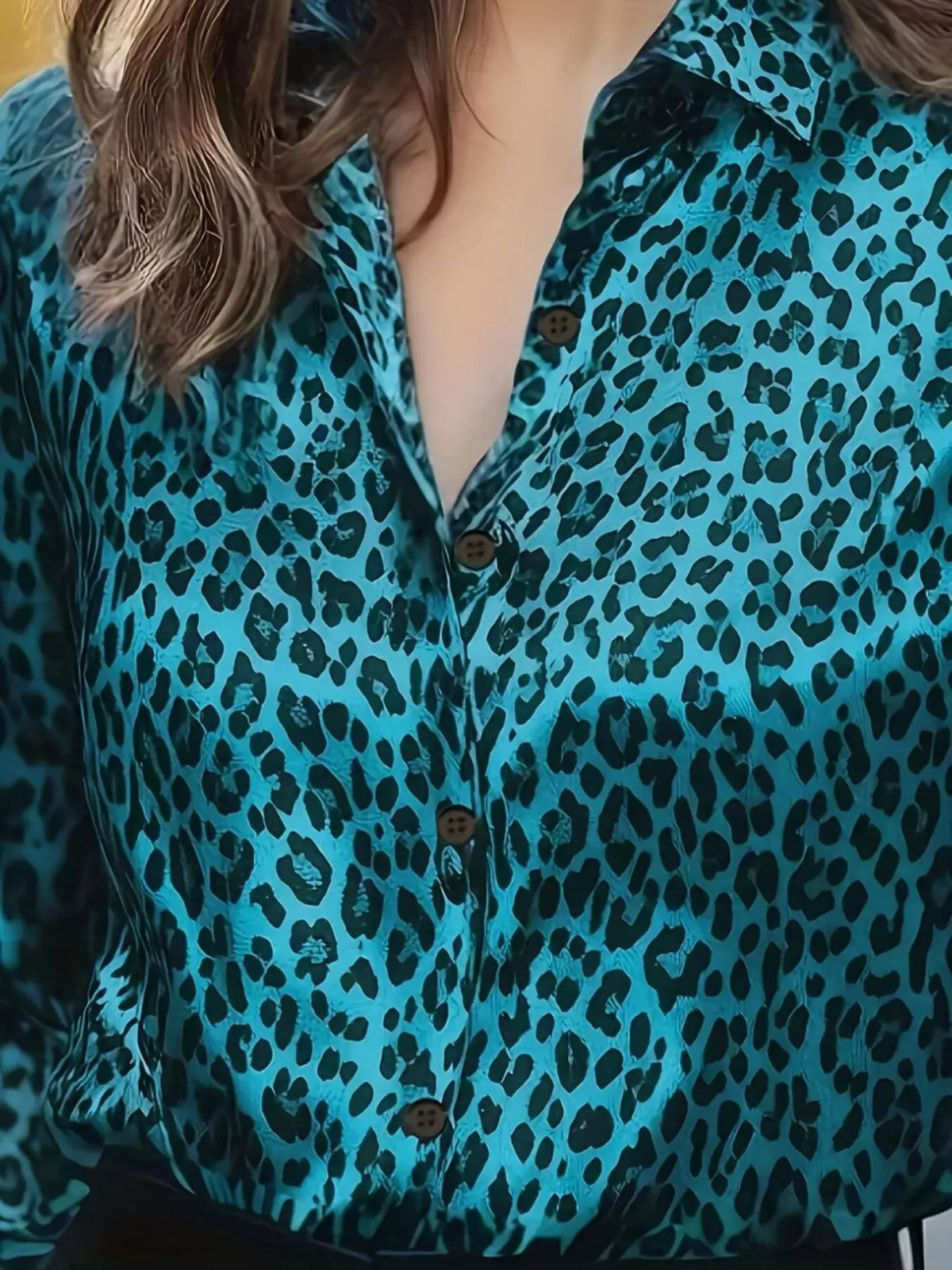 Leopard Button Up Long Sleeve Shirt
