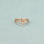 Knotted Heart Shape Inlaid Zircon Ring