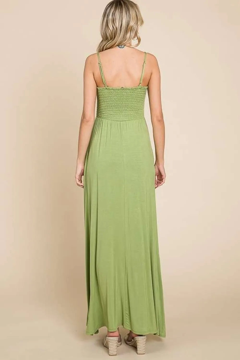 Culture Code Full Size Smocked Cami Maxi Dress with Pockets - Ladyez