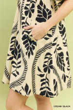 Umgee Leafy Ogee Print Mini Dress