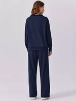 Relaxed Fit Quarter-Zip Top and Pants Set