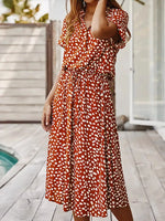 Polka Dot Button Front Midi Dress