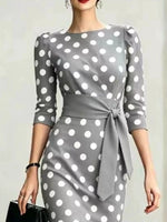 Full Size Polka Dot 3/4 Sleeve Dress Plus Size