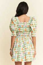 Davi & Dani Fruits Printed Smocking Mini Dress - Ladyez