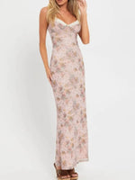 Floral Print Maxi Cami Dress with V-Neck - Ladyez