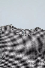 Gingham Bow Half Sleeve Blouse