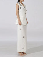 Flower Sleeveless Vest and Skirt Set