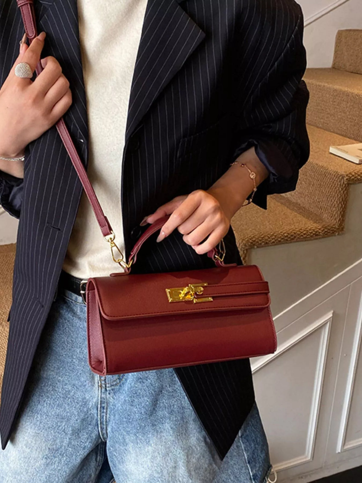 Golden Clasp Crossbody Bag