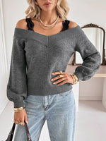 Off-Shoulder Lace Trim Sweater