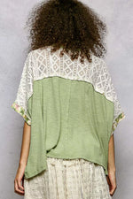 POL Floral Patchwork Lace Accent Blouse