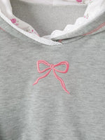 Bow Embroidered Long Sleeve Hoodie