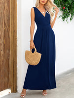 Surplice Neck Sleeveless Maxi Dress - Ladyez
