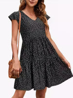 Polka Dot Ruffle Sleeve V-Neck Mini Dress