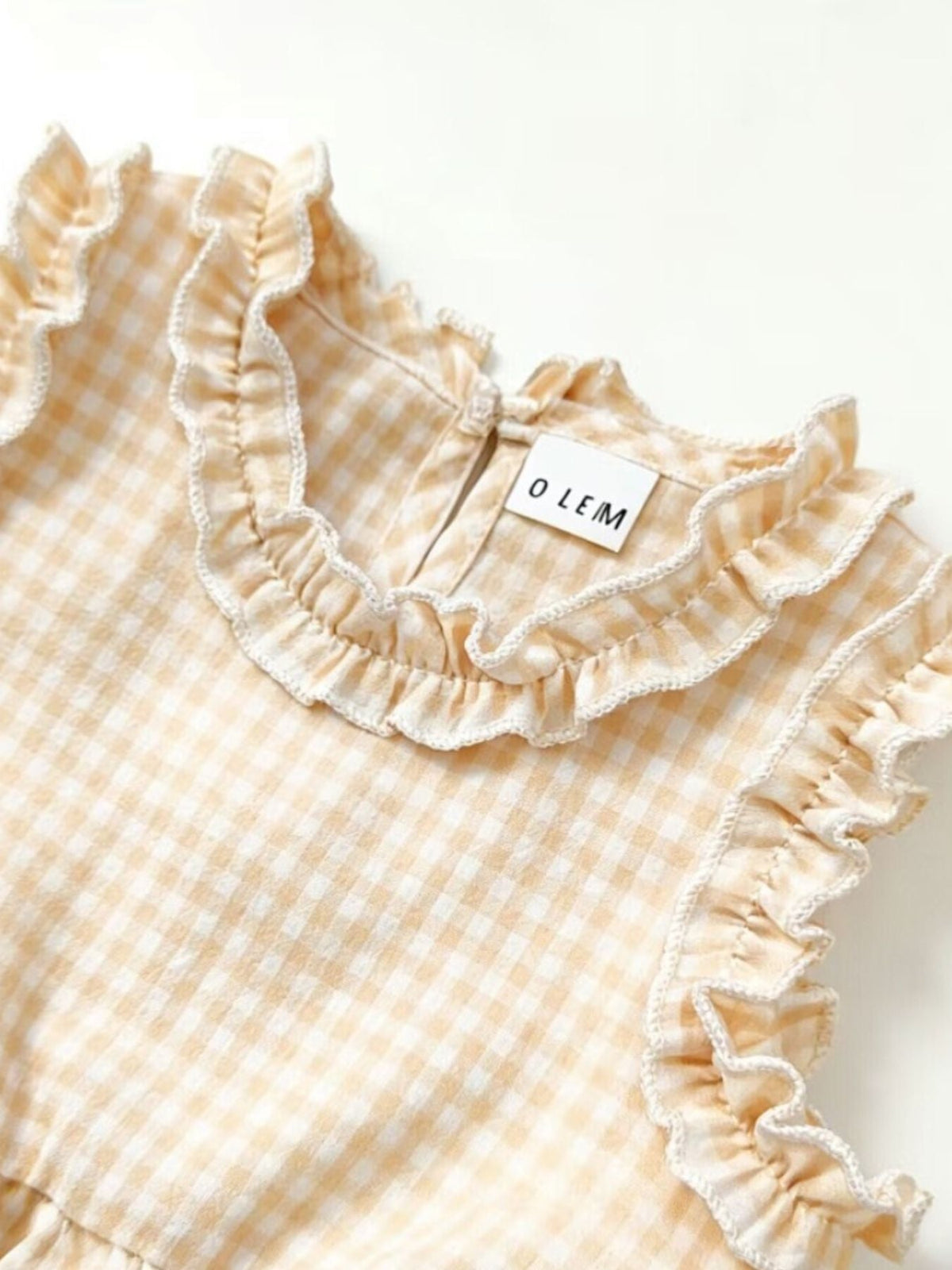 Children's Gingham Ruffle Trim Tank Top & Shorts Set