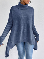 Turtleneck High-Low Hem Sweater