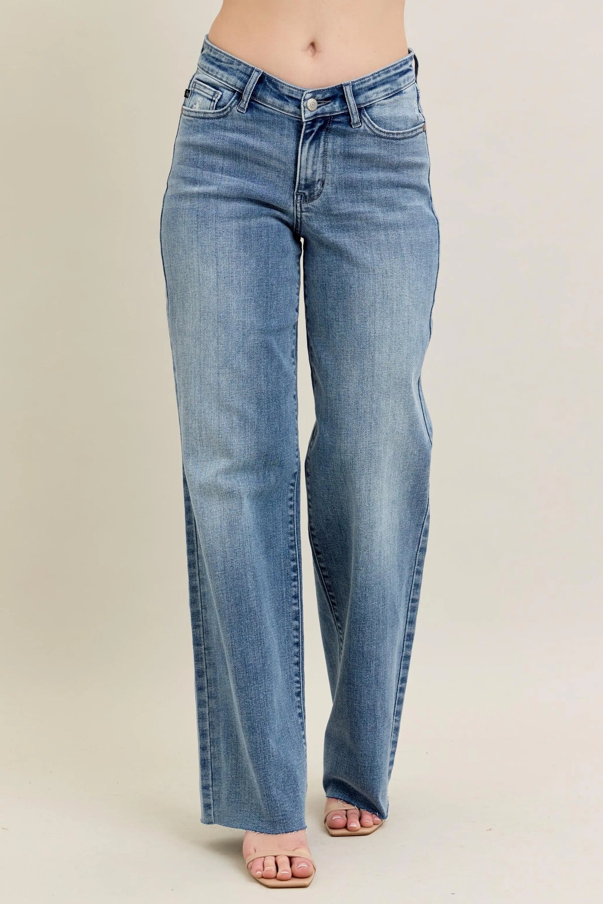Judy Blue Full Size V - Front Baggy Jeans Plus Size - Ladyez