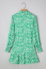 Ruffled Hem Long Sleeve Shirt Dress