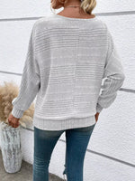 Ribbed Round Neck Long Sleeve Top