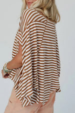 Stripe Batwing Sleeve Round Neck Oversized Top