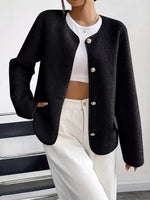 Full Size Textured Button-Up Fleece Outerwear Plus Size