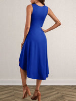 Ruched Round Neck Sleeveless Dress - Ladyez